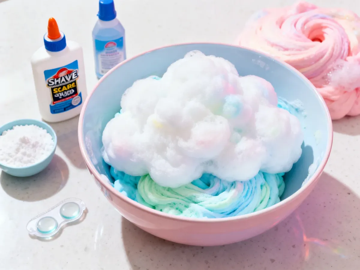 Puszysty fluffy slime z pianką do golenia w miseczce