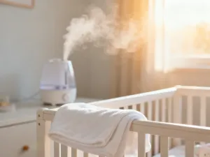 Pluszowy miś i kolorowe klocki na dywanie w przytulnym pokoju dziecięcym, tworzące spokojną atmosferę.