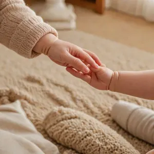 Drewniana wanienka dziecięca z ciepłą wodą i miękkim ręcznikiem, przygotowana do kąpieli niemowlęcia w przytulnej łazience.
