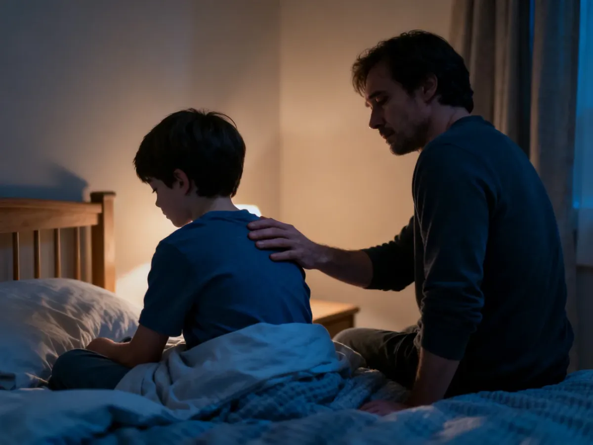 Rodzic uspokajający dziecko podczas nocnego przebudzenia