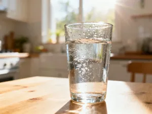 Przytulny pokój dziecięcy z fotelem bujanym i delikatnym oświetleniem, tworzący spokojną atmosferę do wieczornego usypiania.